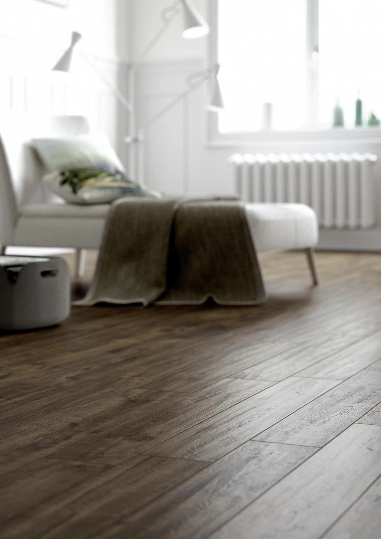 Gres Marazzi TREVERKWAY efekt drewno - aranzacja w przestronnym holu