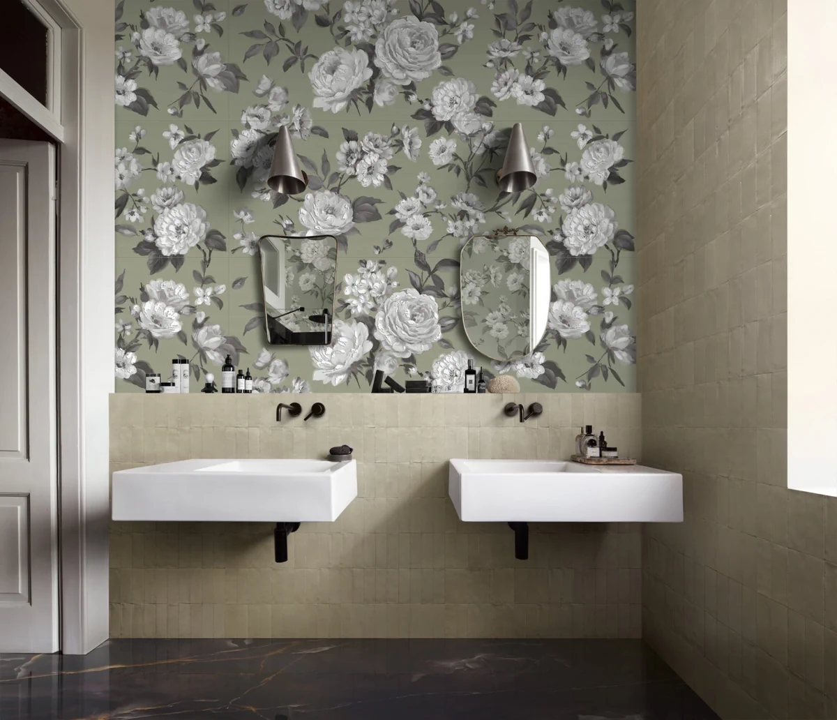 Gres Marazzi WHITE DECO efekt kolor - aranzacja w eleganckiej lazience