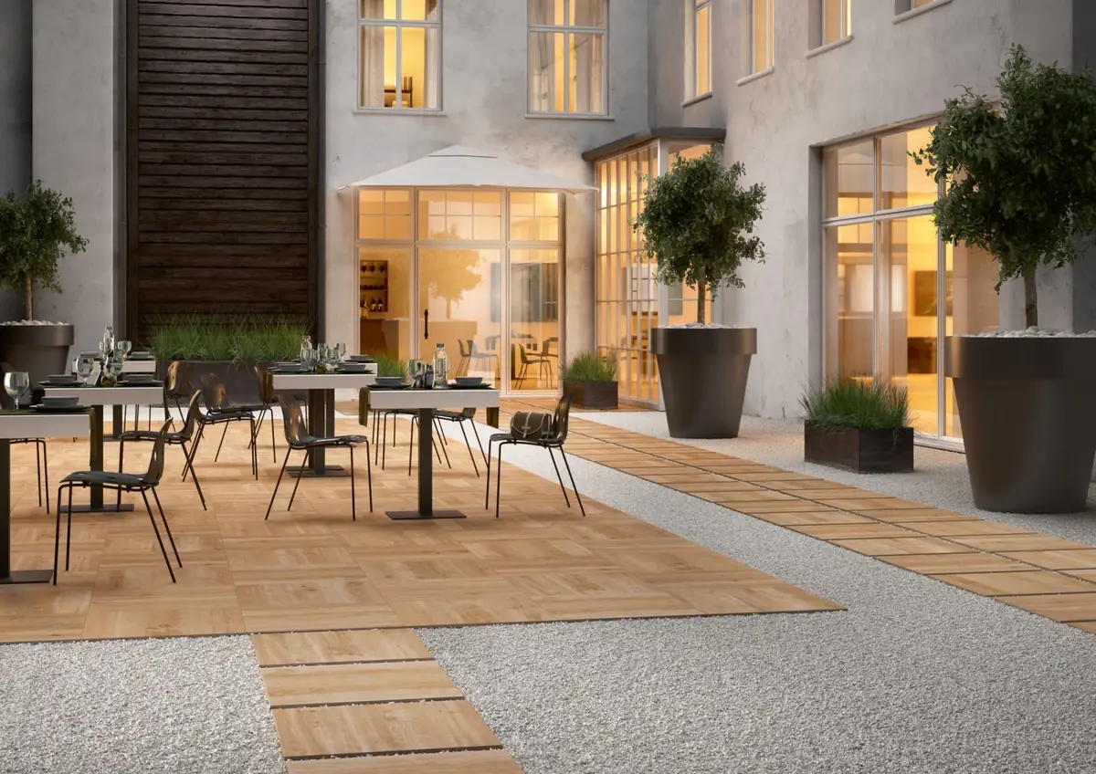 Gres Marazzi TREVERKHOME efekt drewno - aranzacja w minimalistycznym wnetrzu