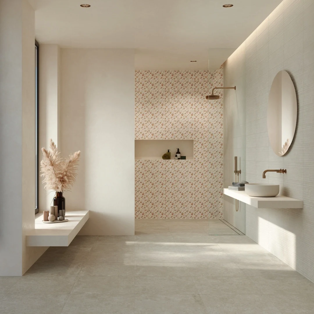 Gres Marazzi ROOM WALL efekt kamień - aranzacja w przestronnym holu
