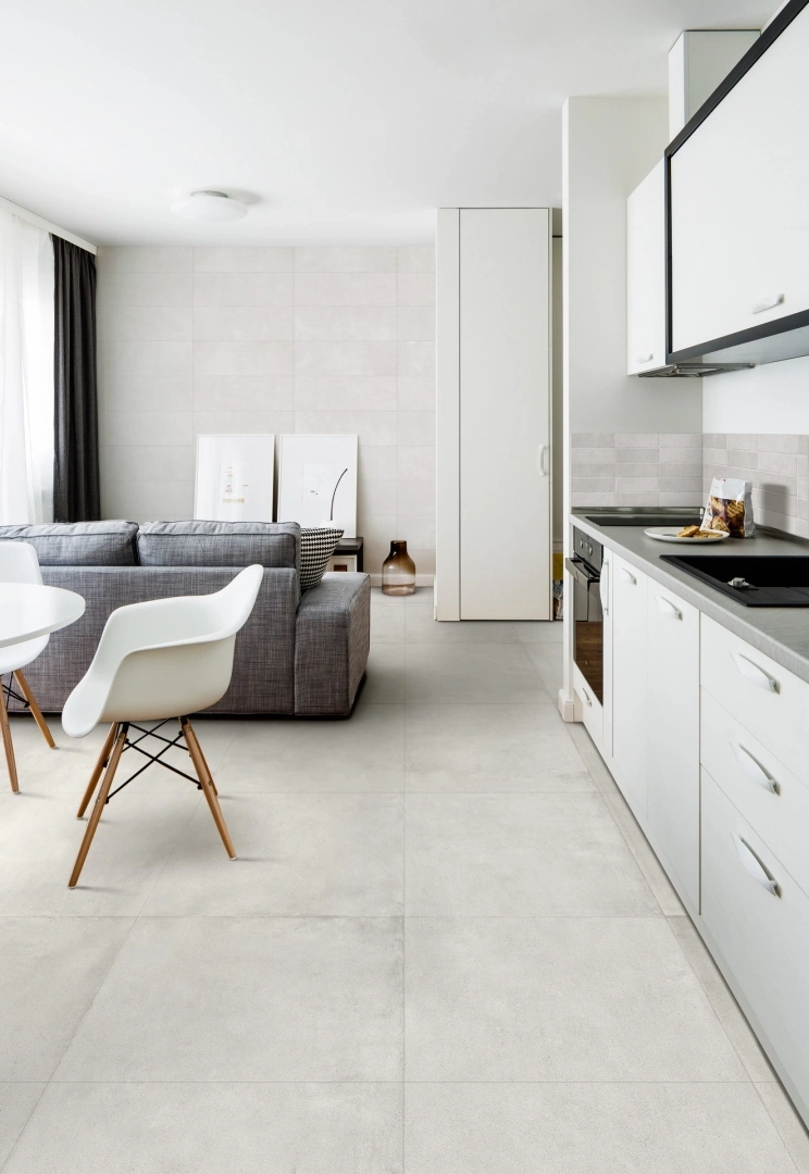 Gres Marazzi APPEAL efekt beton - aranzacja w minimalistycznym wnetrzu