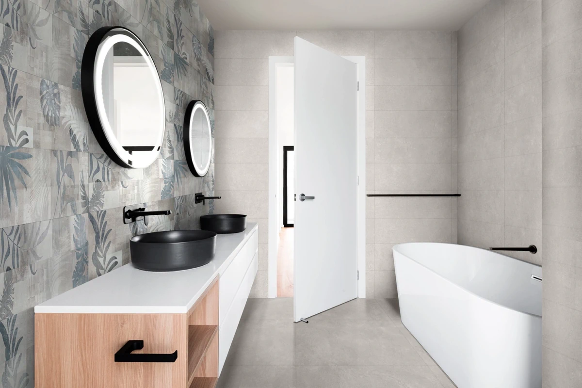 Gres Marazzi STREAM efekt kamień - aranzacja w eleganckiej lazience