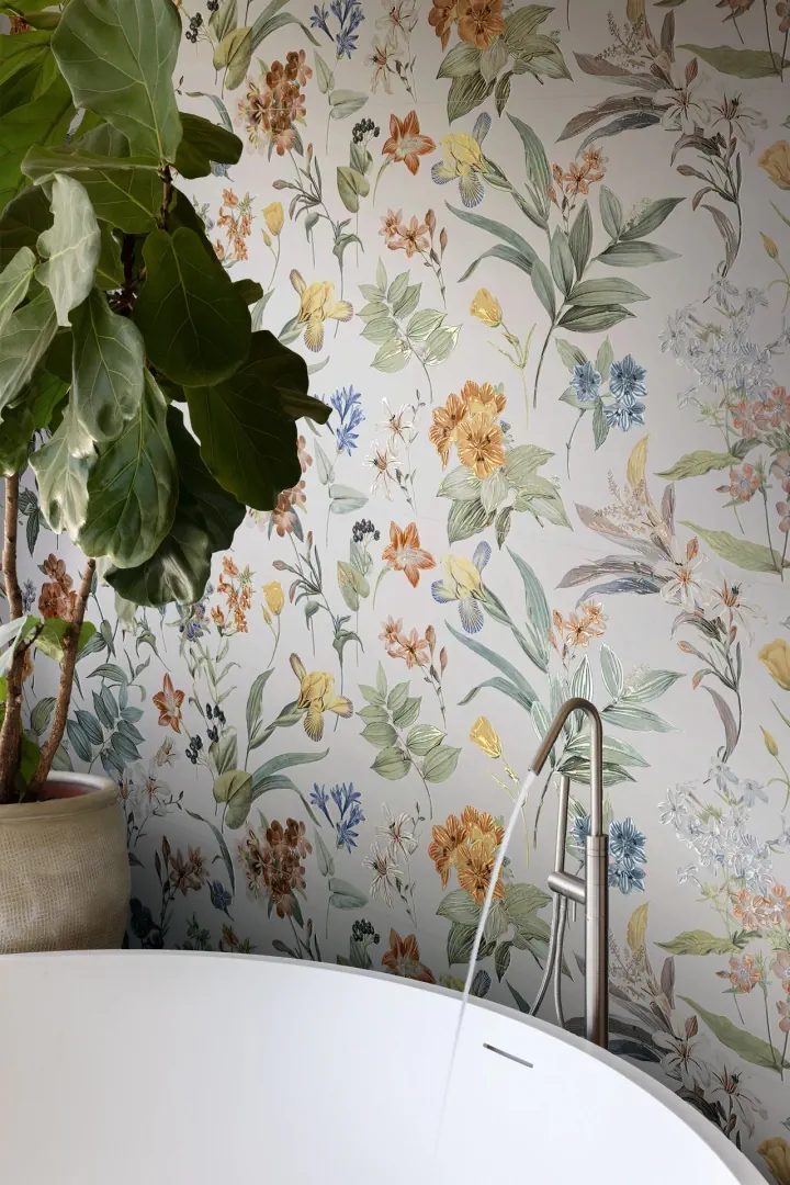 Gres Marazzi WHITE DECO efekt kolor - aranzacja w nowoczesnym salonie