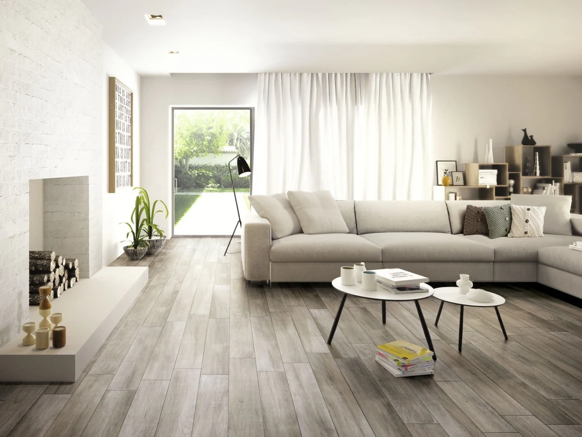 Gres Marazzi TREVERKMOOD efekt drewno - aranzacja w minimalistycznym wnetrzu
