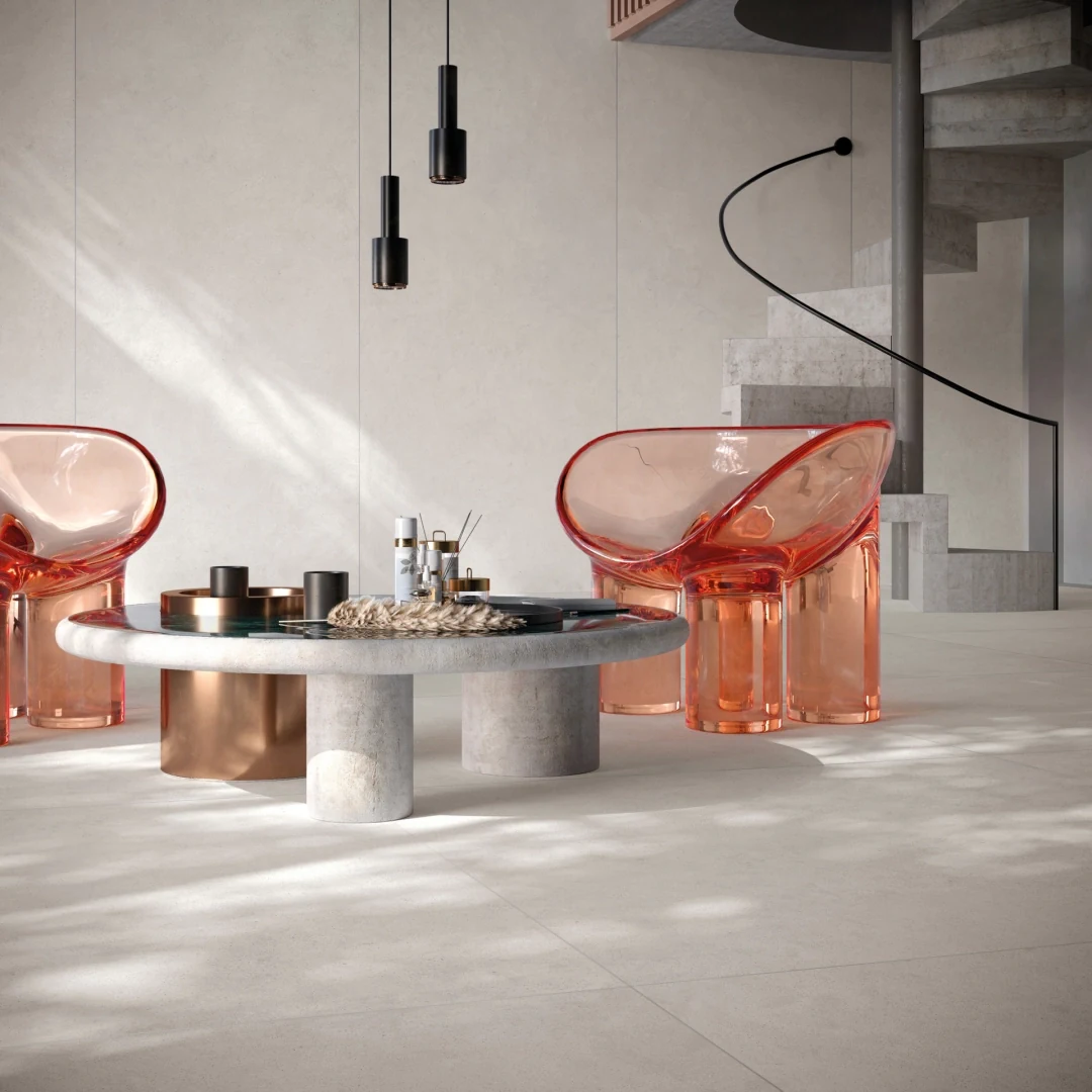 Gres Mirage VICEVERSA efekt terrazzo, kamień - aranzacja w eleganckiej lazience
