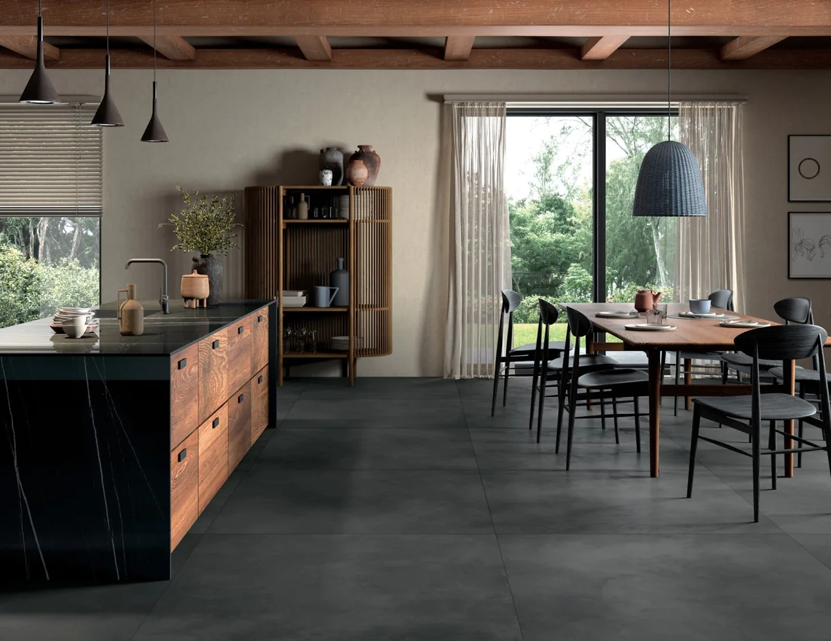 Gres Mirage CLAY efekt beton - aranzacja w elewacji domu
