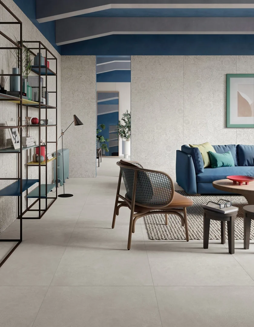Gres Mirage VICEVERSA efekt terrazzo, kamień - aranzacja w elewacji domu