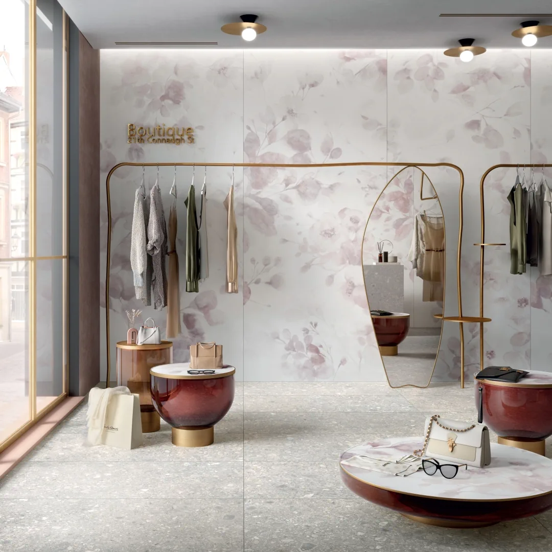 Gres Mirage PAPIER efekt tapeta - aranzacja w eleganckiej lazience