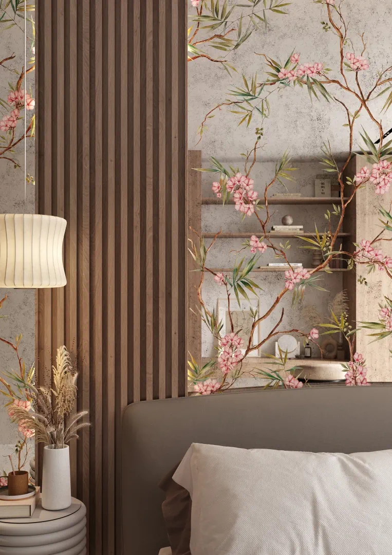Gres Mirage EMPORIO 225 efekt tapeta, kamień - aranzacja w nowoczesnym salonie