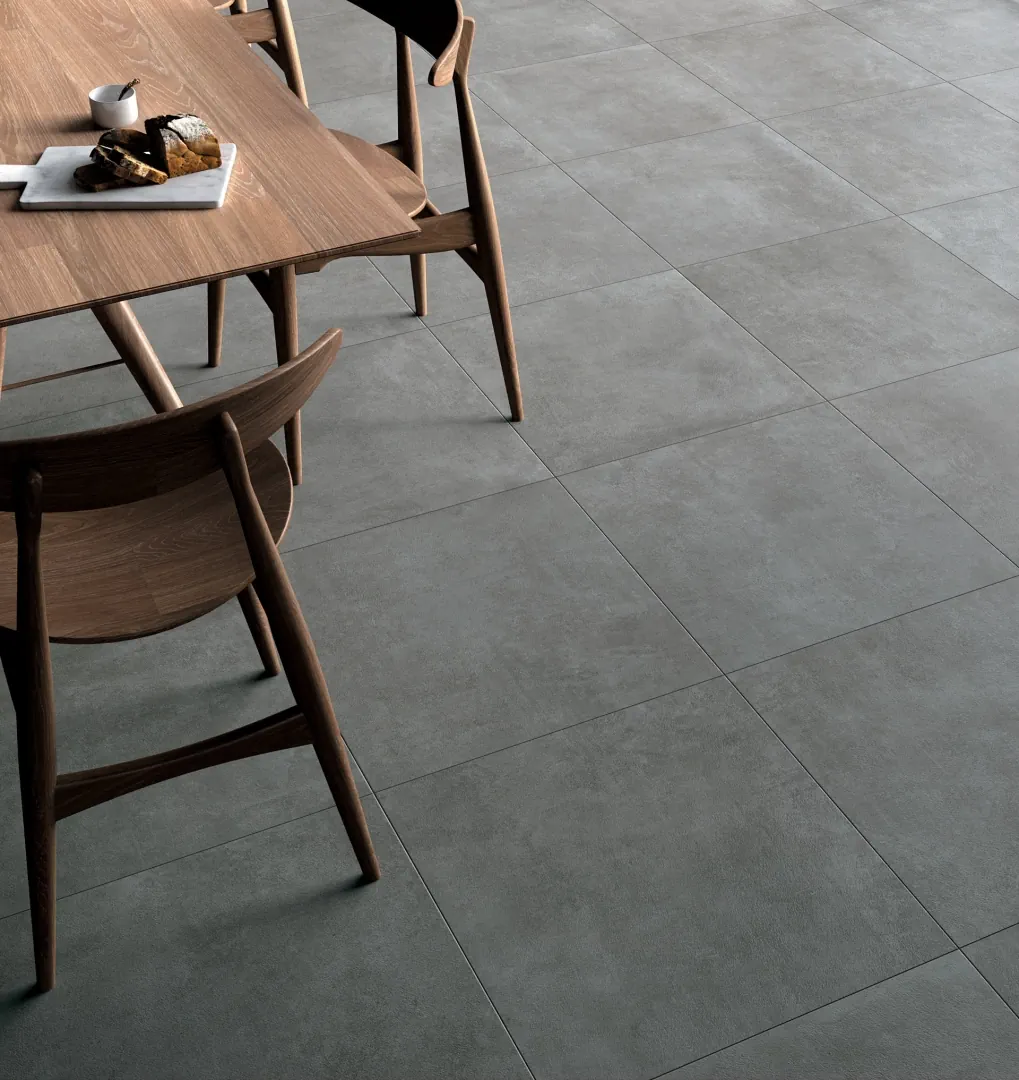Gres Mirage GLOCAL efekt beton - aranzacja w minimalistycznym wnetrzu