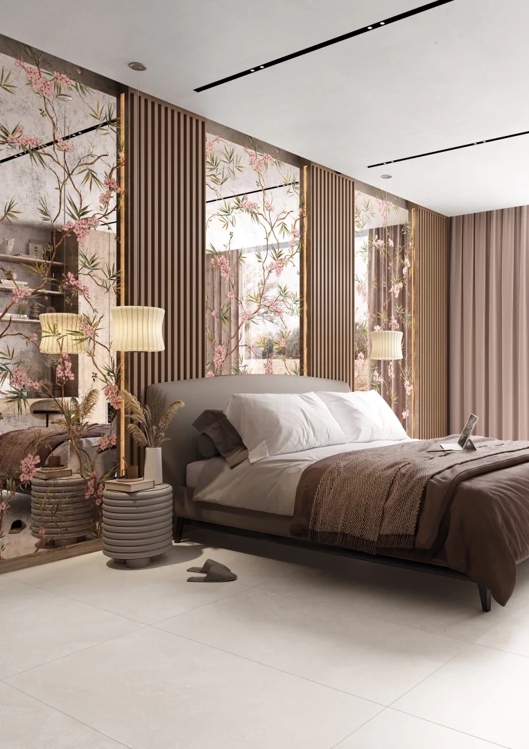 Gres Mirage EMPORIO 225 efekt tapeta, kamień - aranzacja w eleganckiej lazience