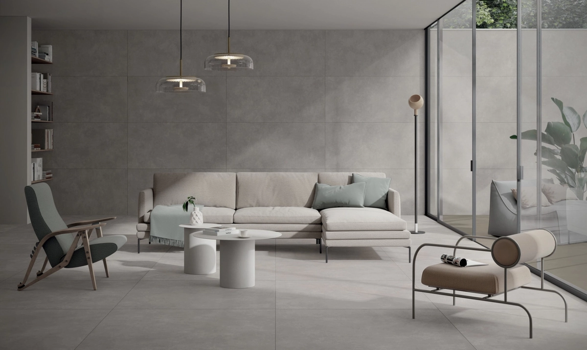 Gres Mirage GLOCAL efekt beton - aranzacja w elewacji domu