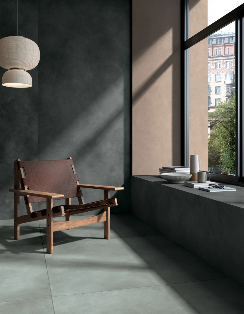 Gres Mirage CLAY efekt beton - aranzacja w eleganckiej lazience