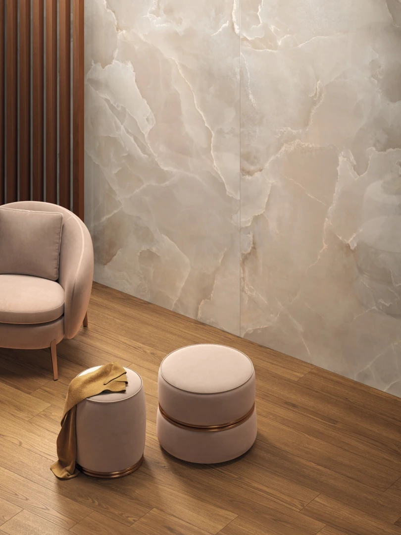Gres Mirage IZUMI efekt drewno - aranzacja w eleganckiej lazience