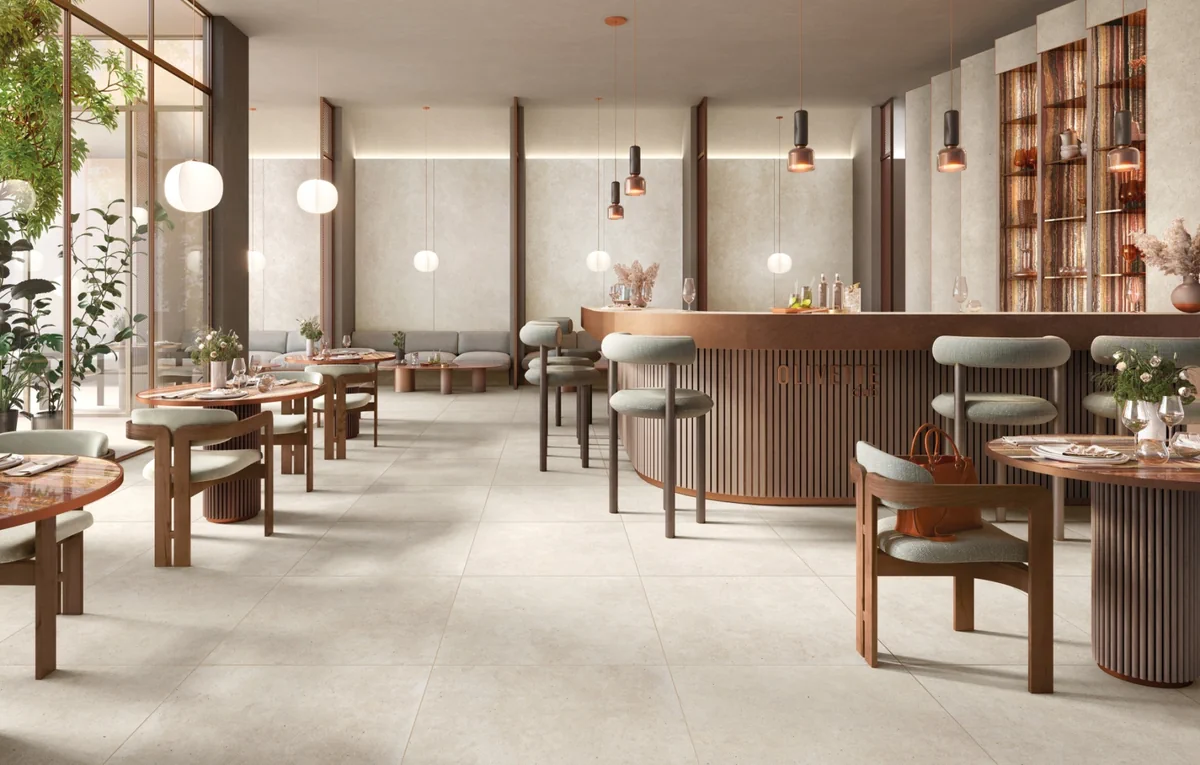 Gres Mirage ELYSIAN efekt kamień - aranzacja w eleganckiej lazience