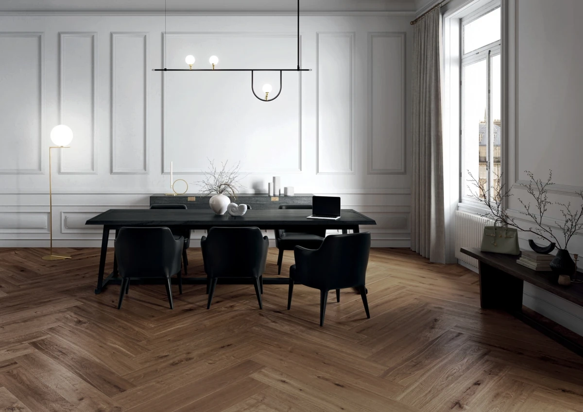 Gres Mirage KAO efekt drewno - aranzacja w eleganckiej lazience