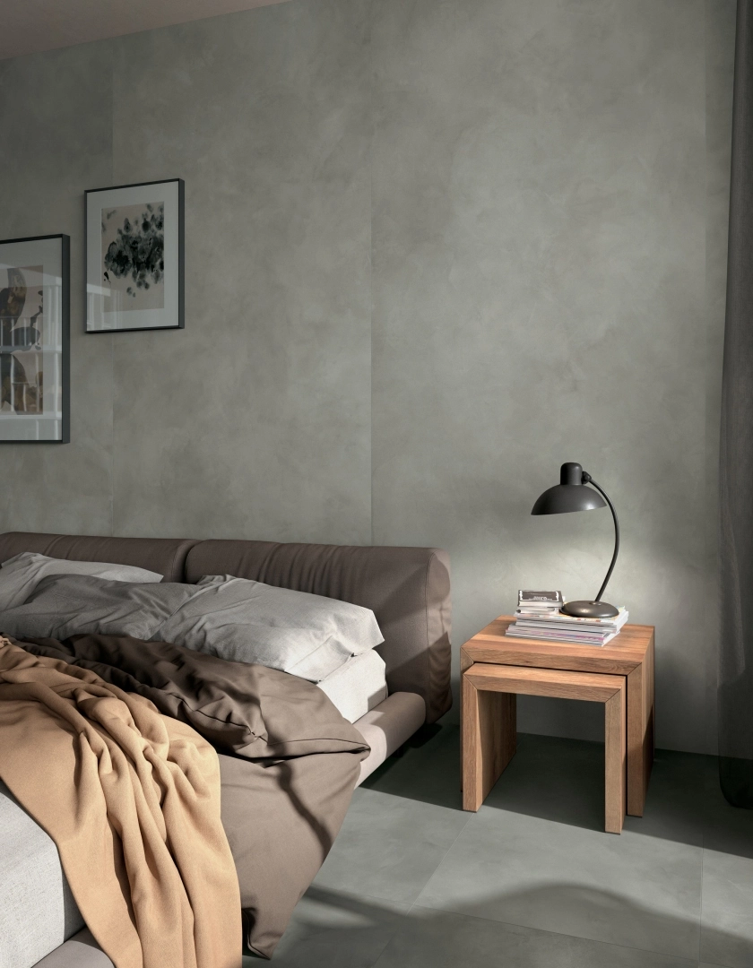 Gres Mirage CLAY efekt beton - aranzacja w elewacji domu