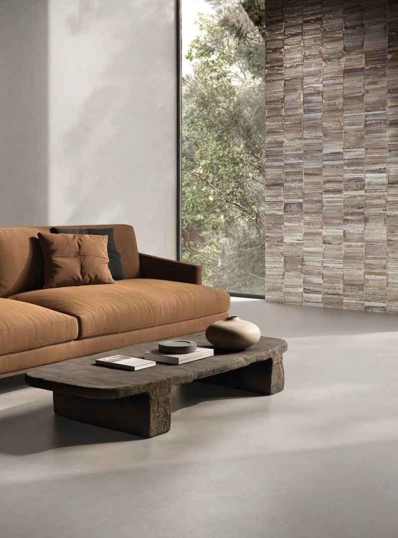 Gres Piemme CEMENT VIBES efekt beton - aranzacja w minimalistycznym wnetrzu