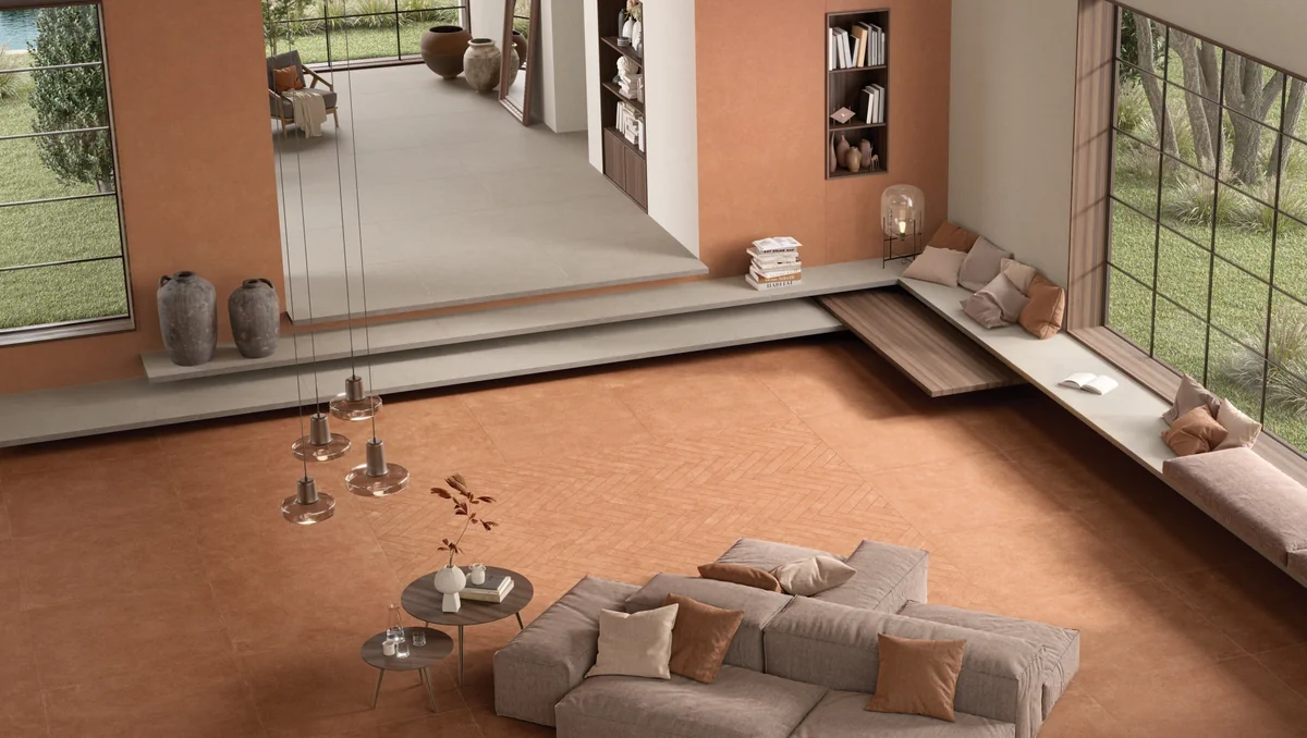 Gres Piemme HOMEY efekt kamień - aranzacja w minimalistycznym wnetrzu