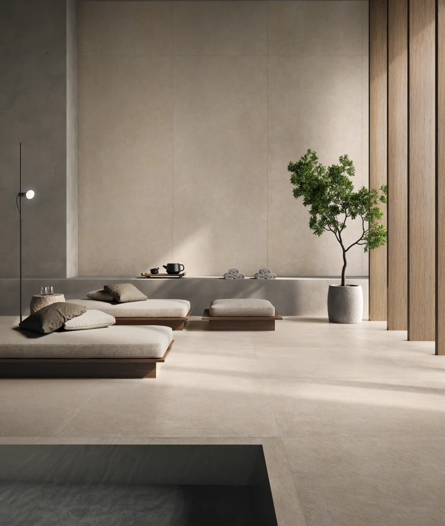 Gres Piemme CEMENT VIBES efekt beton - aranzacja w elewacji domu