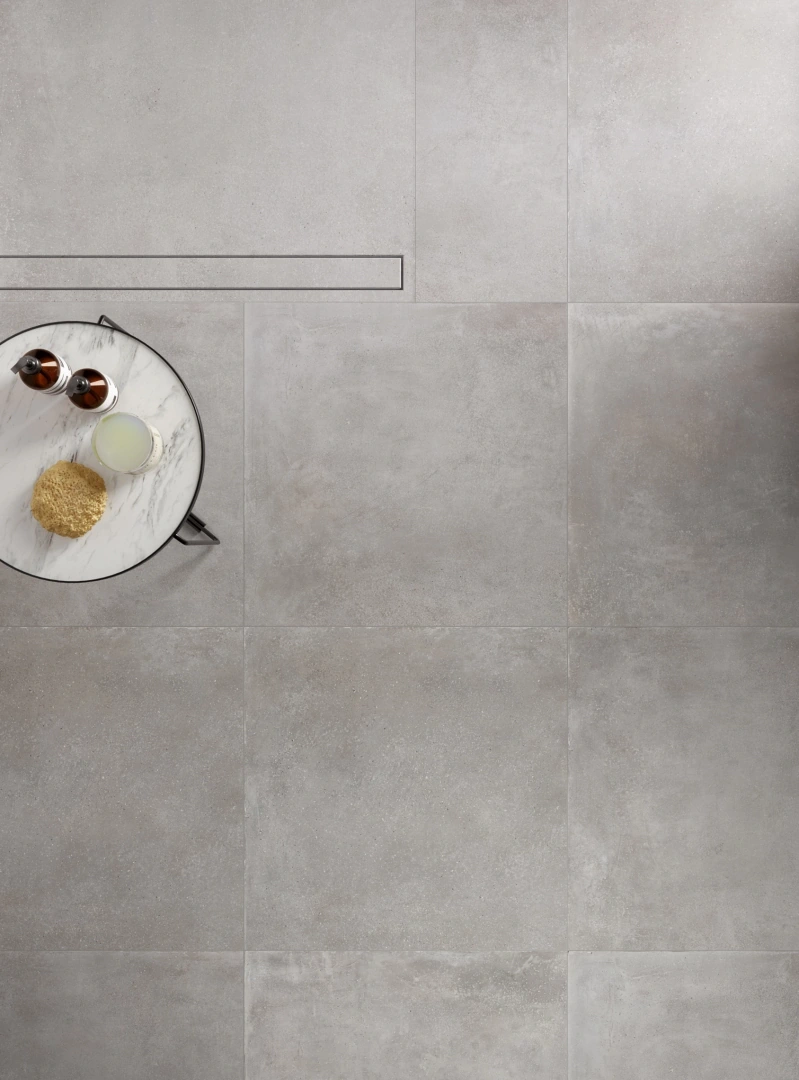 Gres Piemme GLITCH efekt beton - aranzacja w eleganckiej lazience
