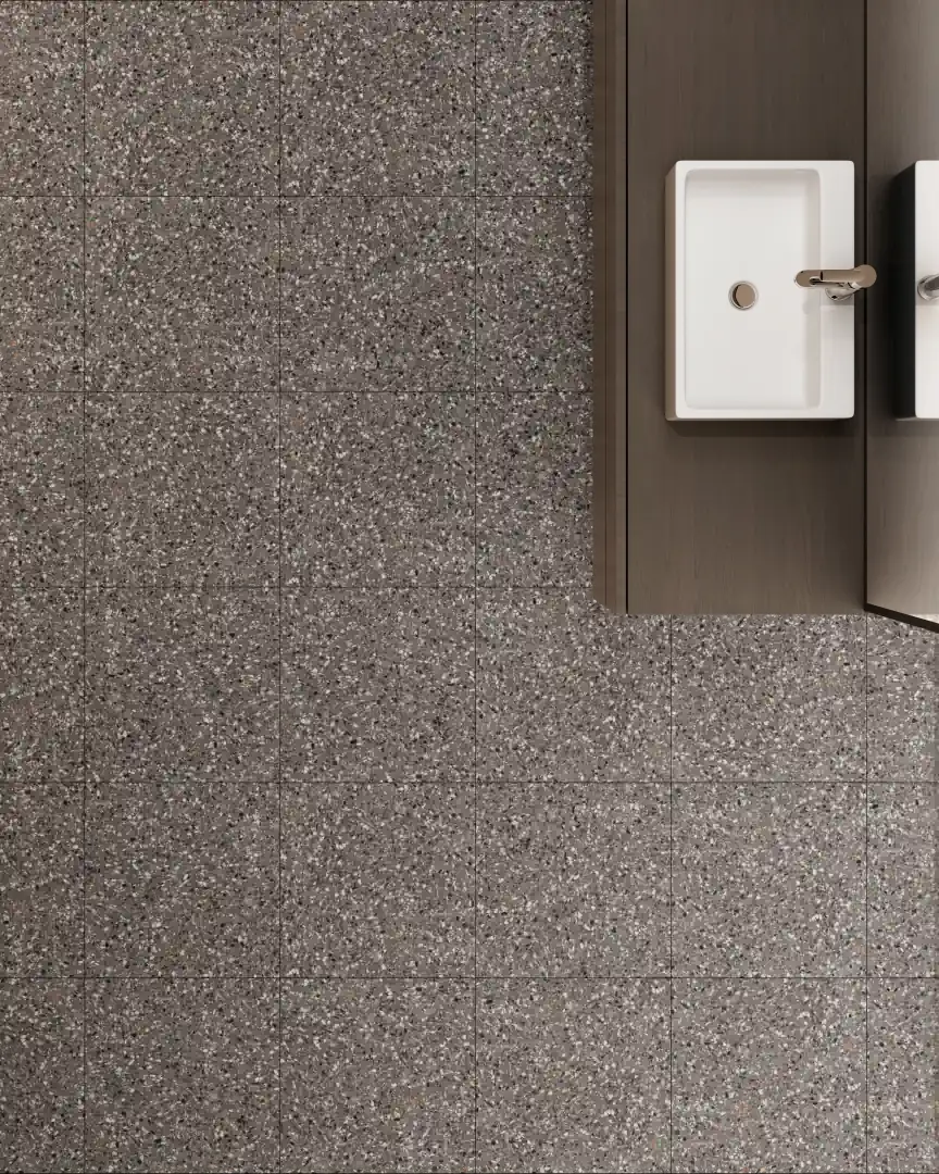 Gres Piemme VENETIAN MARBLE efekt terrazzo - aranzacja w nowoczesnym salonie
