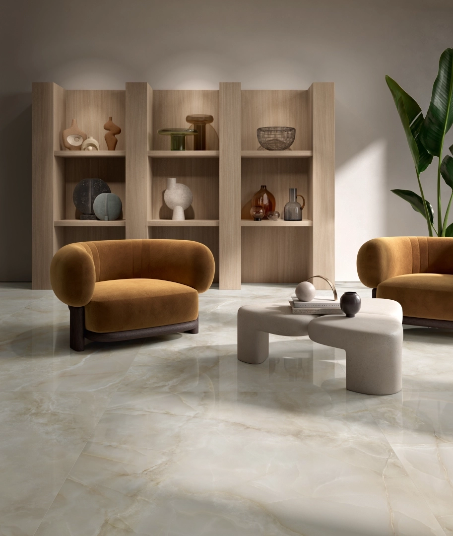 Gres Piemme MAJESTIC ONYX efekt marmur - aranzacja w elewacji domu