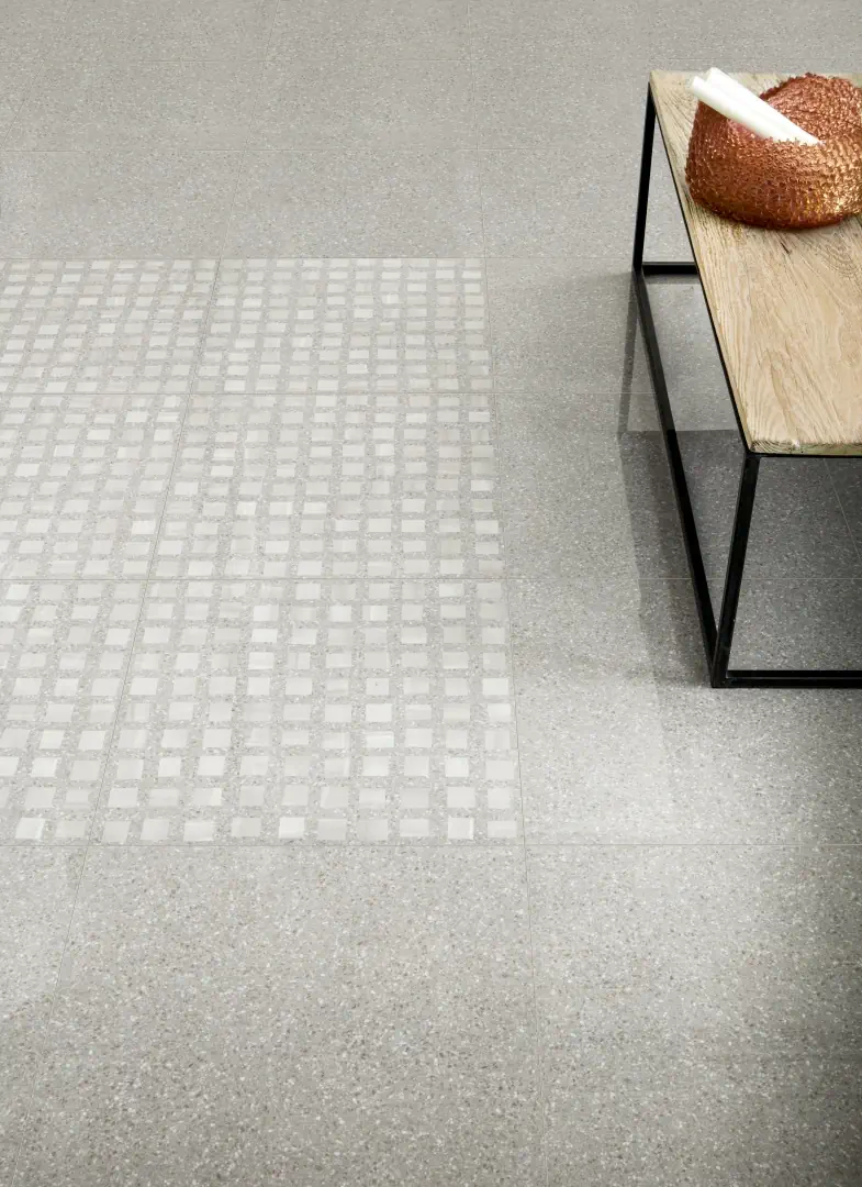 Gres Piemme BITS & PIECES efekt kamień - aranzacja w minimalistycznym wnetrzu