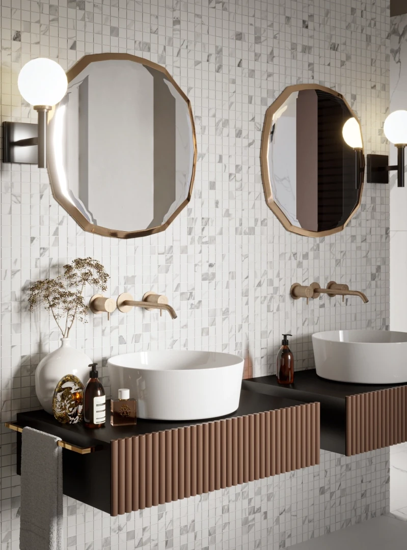 Gres Piemme MAJESTIC PURE SELECTION efekt marmur - aranzacja w nowoczesnym salonie