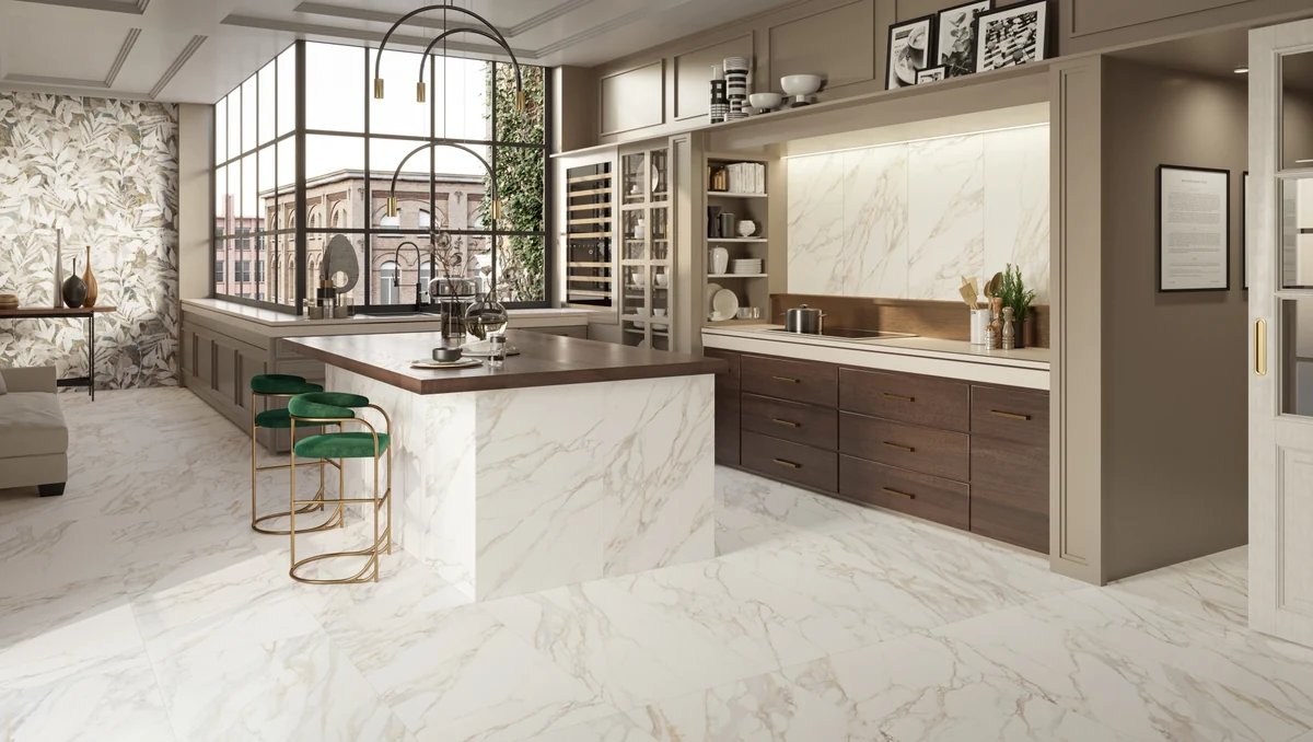 Gres Piemme MAJESTIC PURE SELECTION efekt marmur - aranzacja w elewacji domu