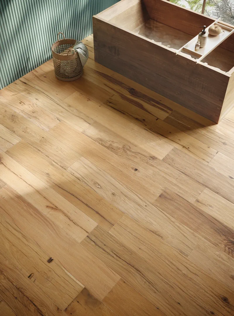 Gres Piemme SOLOROVERE efekt drewno - aranzacja w eleganckiej lazience