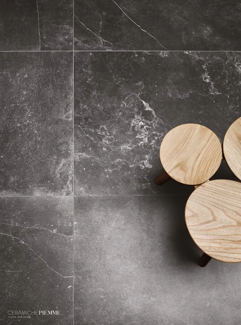 Gres Piemme UNIQUESTONE efekt kamień - aranzacja w eleganckiej lazience
