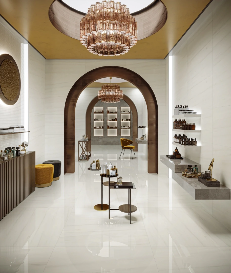 Gres Piemme MAJESTIC PURE SELECTION efekt marmur - aranzacja w elewacji domu