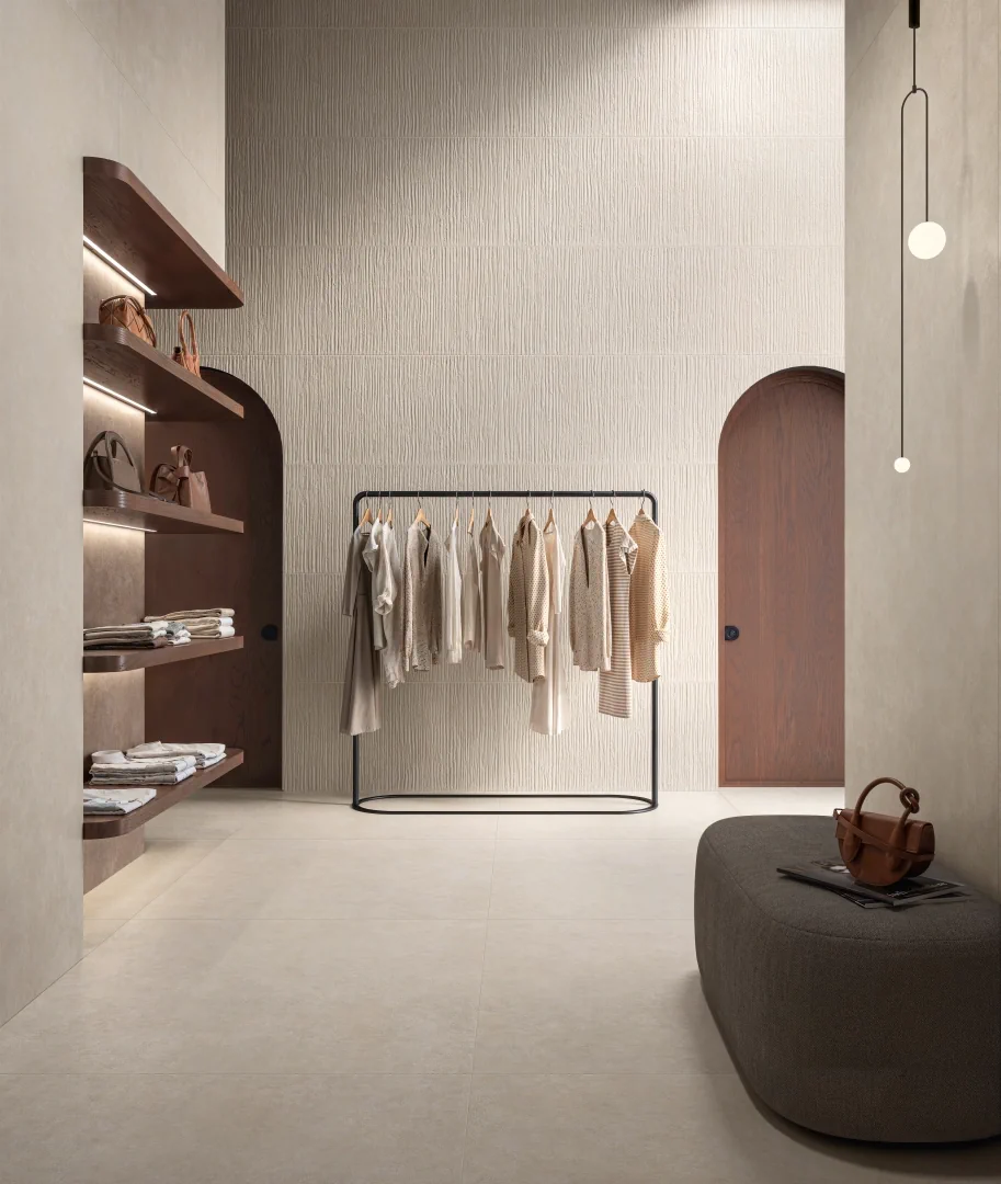 Gres Piemme CEMENT VIBES efekt beton - aranzacja w eleganckiej lazience