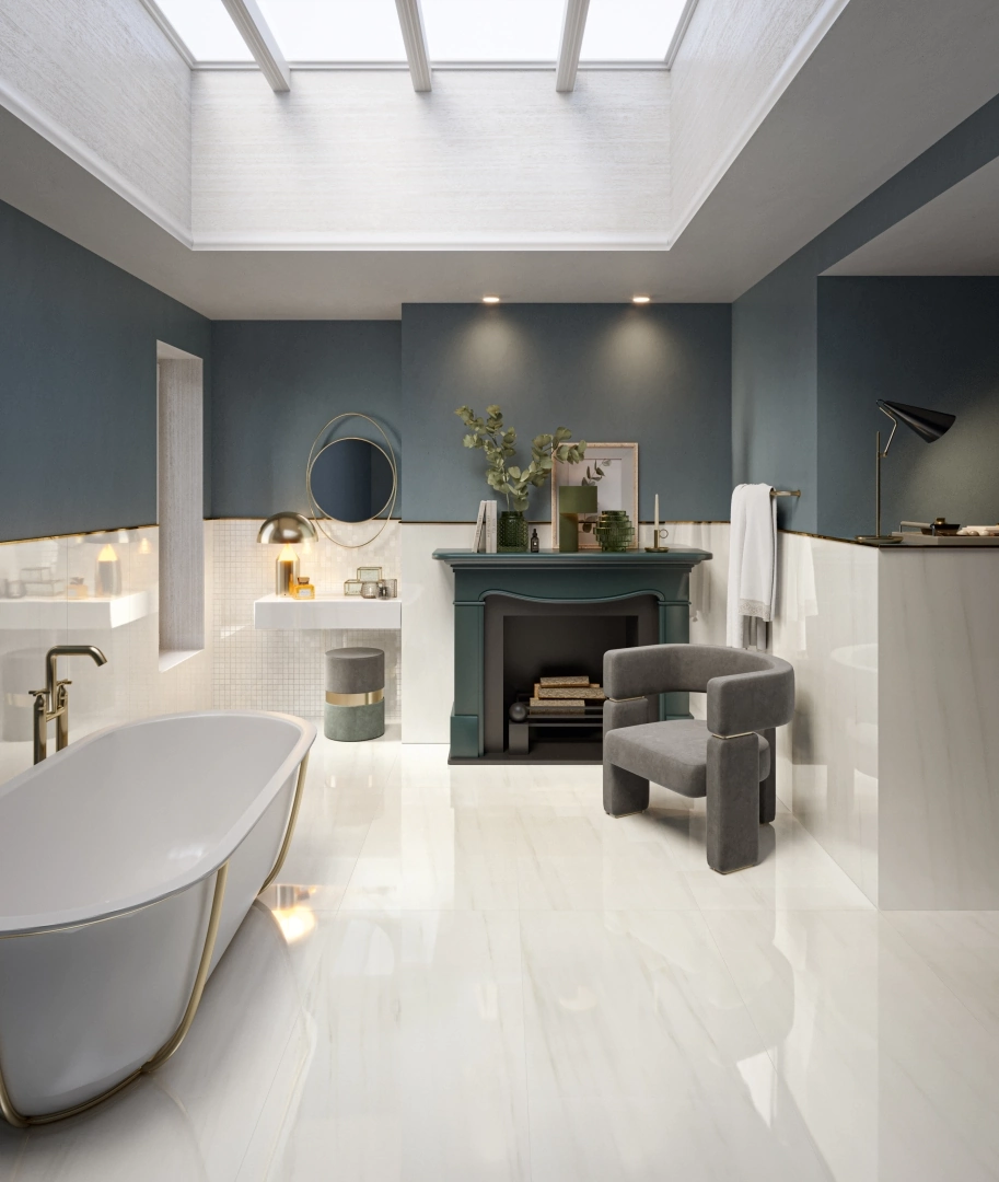 Gres Piemme MAJESTIC PURE SELECTION efekt marmur - aranzacja w eleganckiej lazience