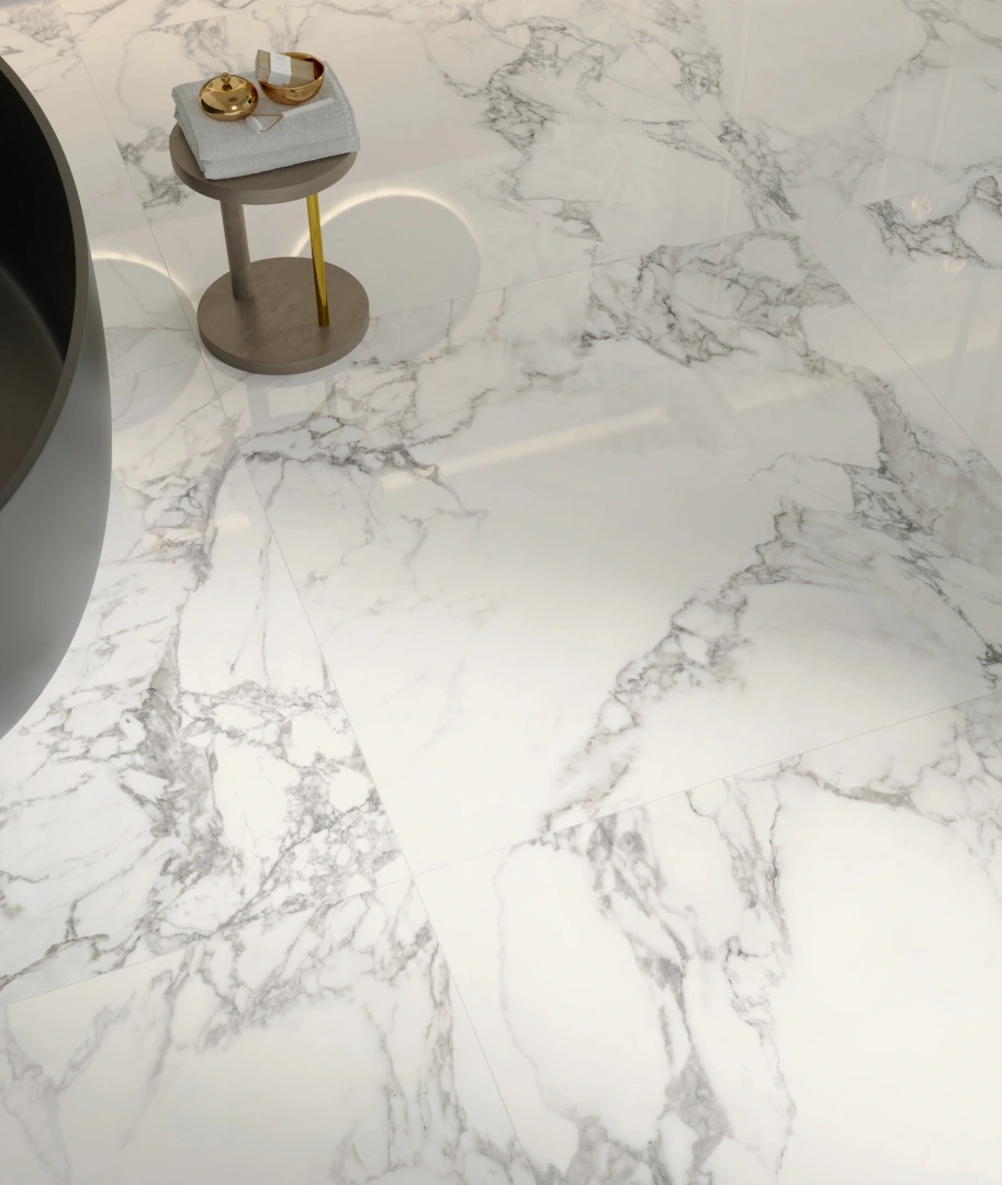 Gres Piemme MAJESTIC PURE SELECTION efekt marmur - aranzacja w eleganckiej lazience