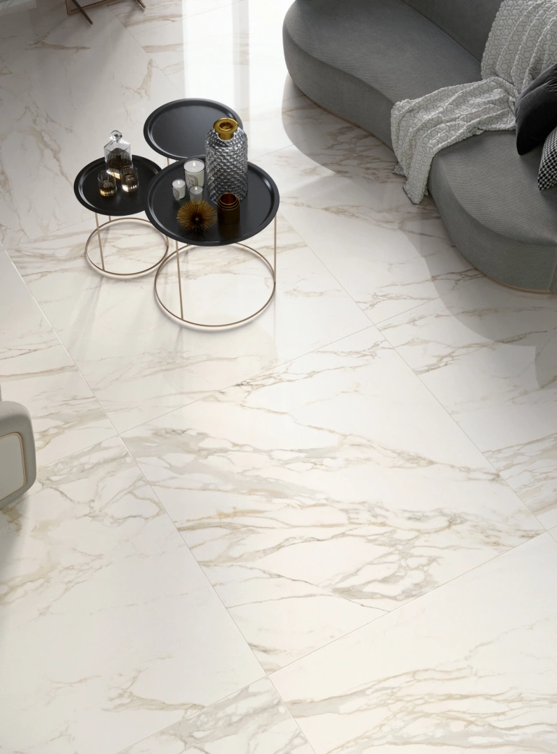Gres Piemme MAJESTIC PURE SELECTION efekt marmur - aranzacja w przy kominku