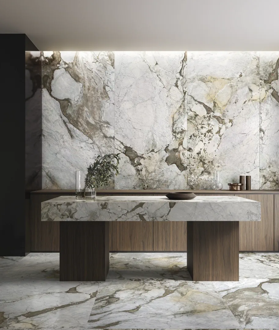 Gres Piemme MAKRO REVOLUTION efekt marmur - aranzacja w eleganckiej lazience