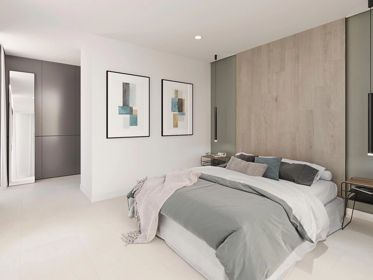 Gres Porcelanosa BREMEN efekt drewno - aranzacja w przestronnym holu