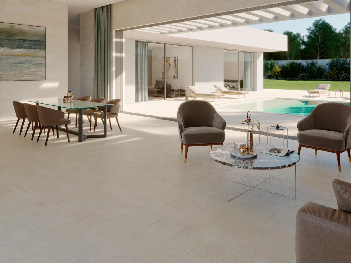 Gres Porcelanosa NEWPORT efekt beton - aranzacja w eleganckiej lazience