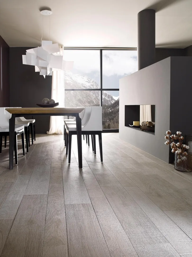 Gres Porcelanosa OXFORD efekt drewno - aranzacja w minimalistycznym wnetrzu