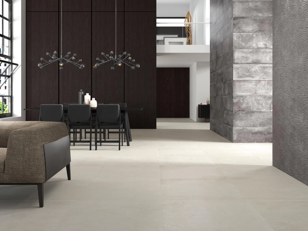 Gres Porcelanosa NEWPORT efekt beton - aranzacja w elewacji domu