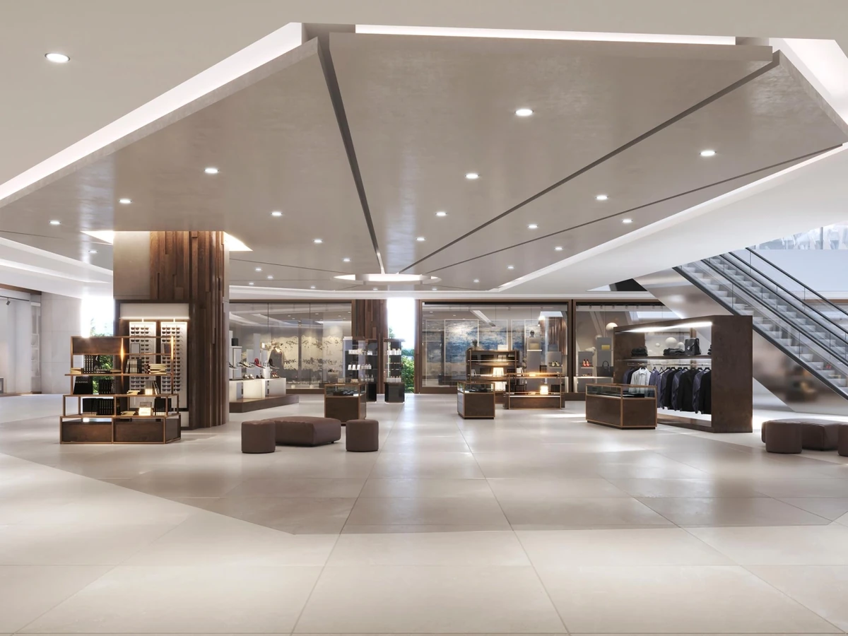 Gres Porcelanosa ADDA efekt beton, kamień - aranzacja w nowoczesnym salonie
