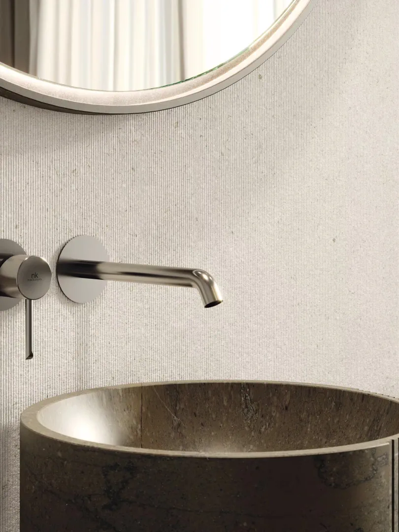 Gres Porcelanosa CANCUN efekt beton - aranzacja w minimalistycznym wnetrzu