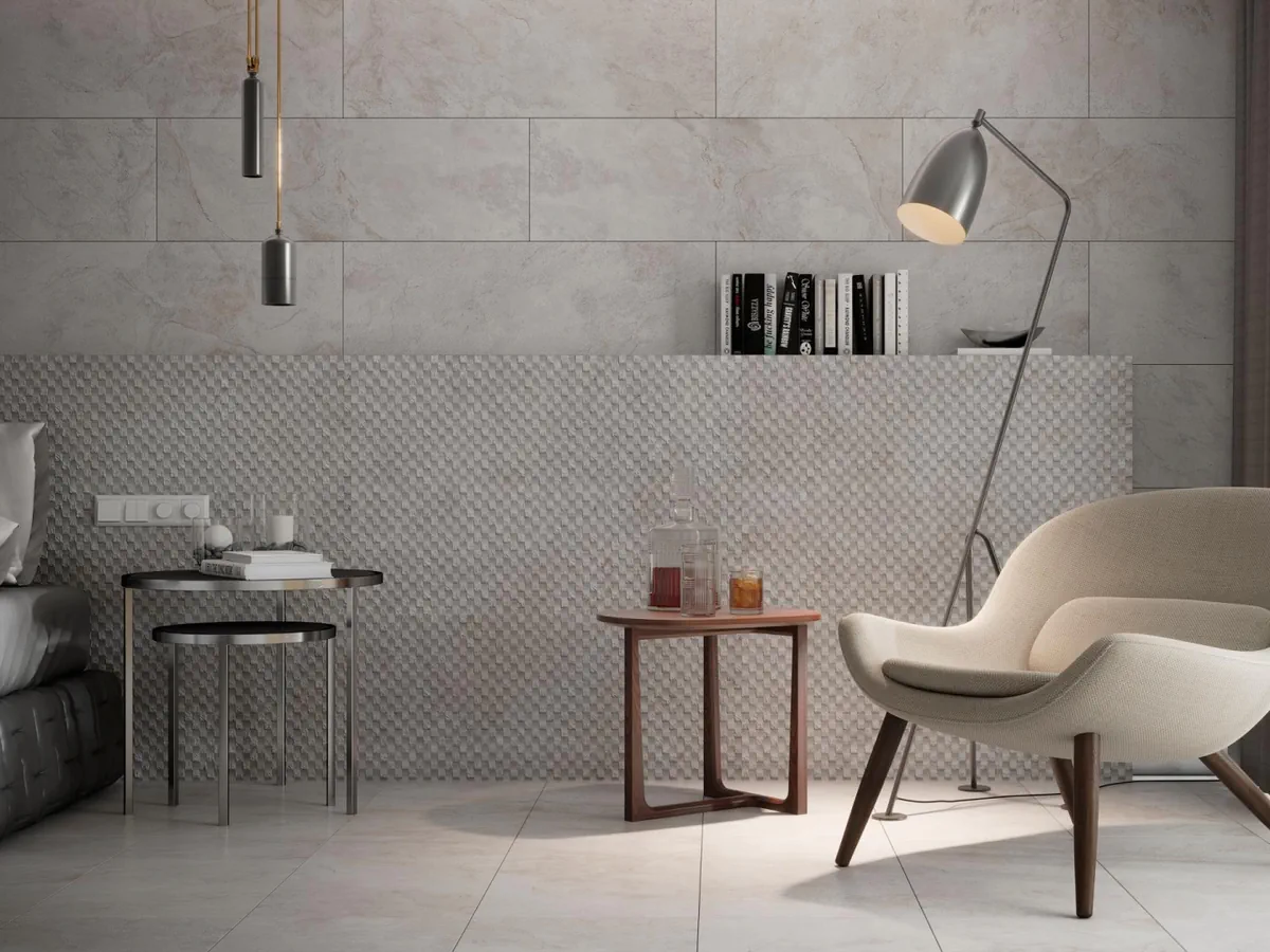 Gres Porcelanosa IMAGE efekt kamień - aranzacja w elewacji domu