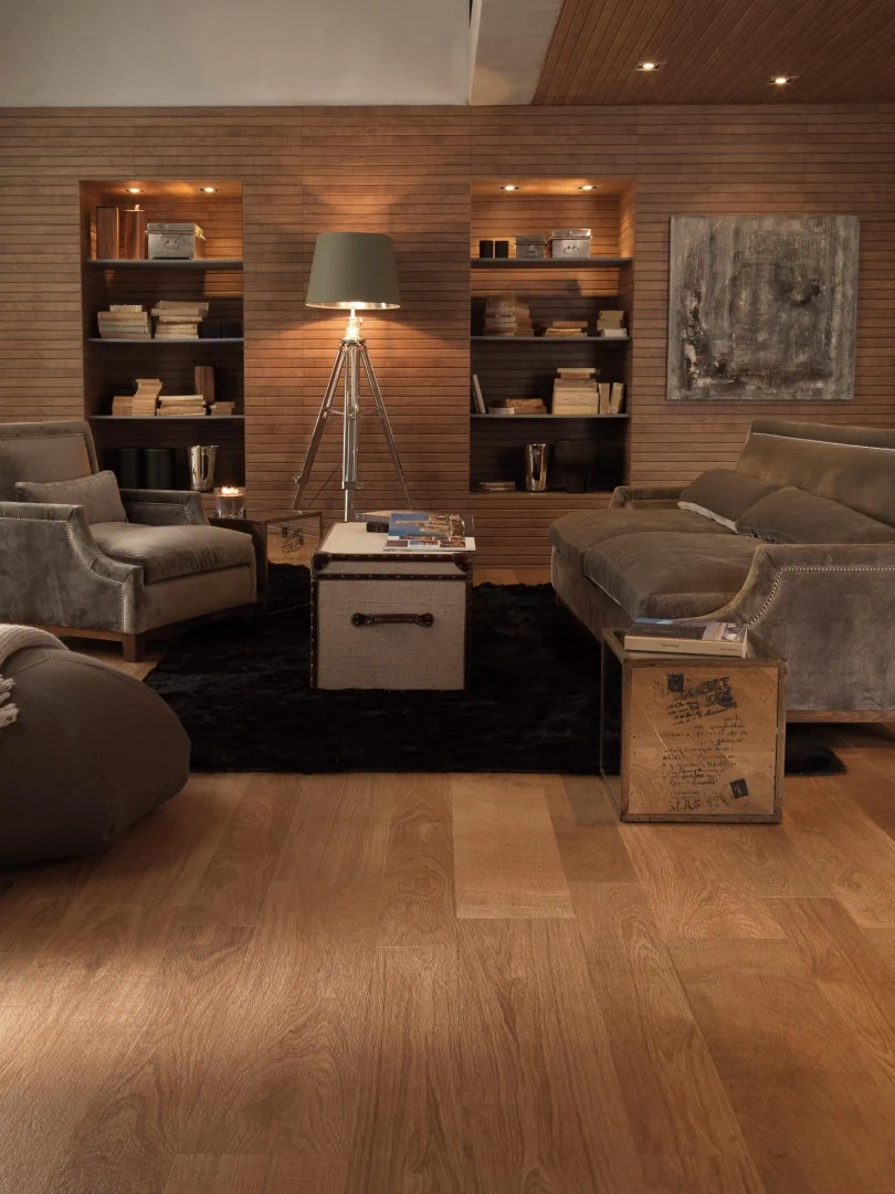 Gres Porcelanosa OXFORD efekt drewno - aranzacja w eleganckiej lazience