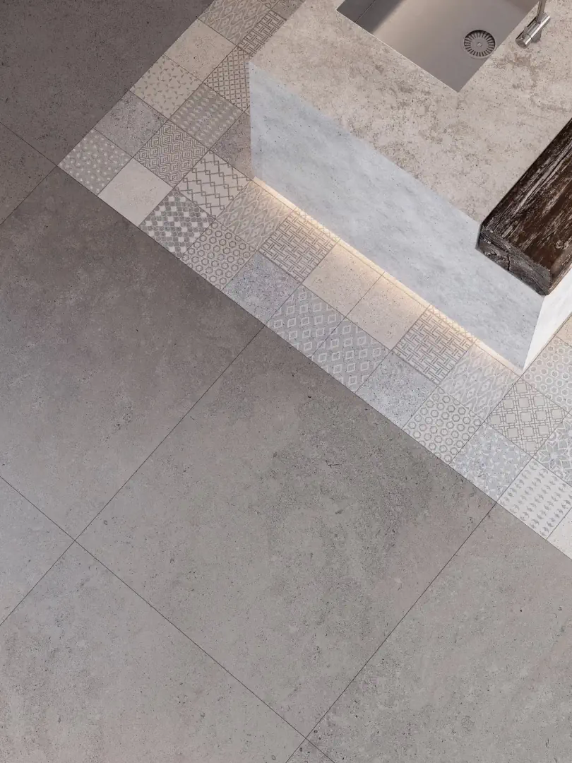 Gres Porcelanosa BERNA efekt kamień - aranzacja w elewacji domu