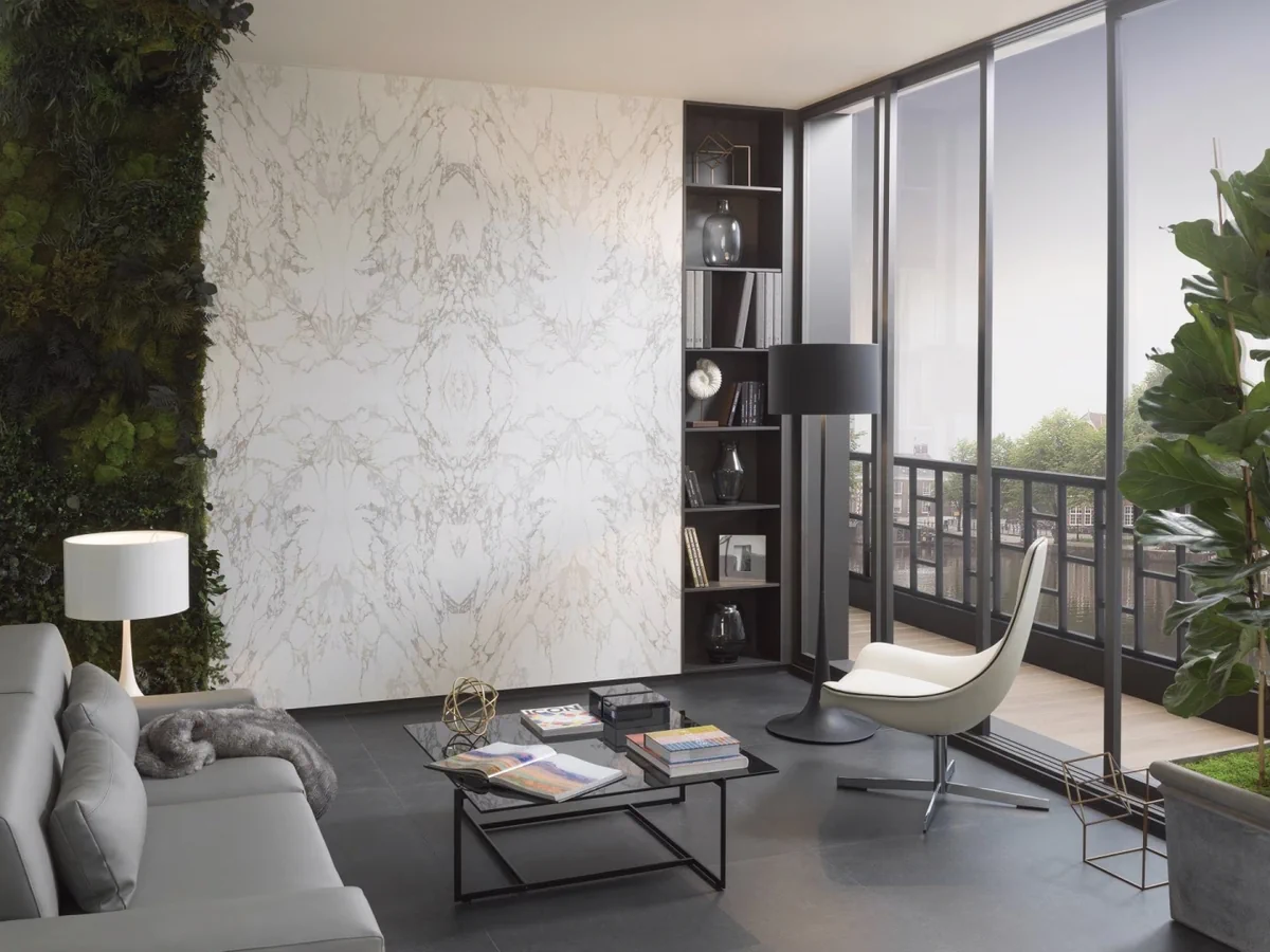 Gres Porcelanosa MASSA efekt marmur - aranzacja w eleganckiej lazience