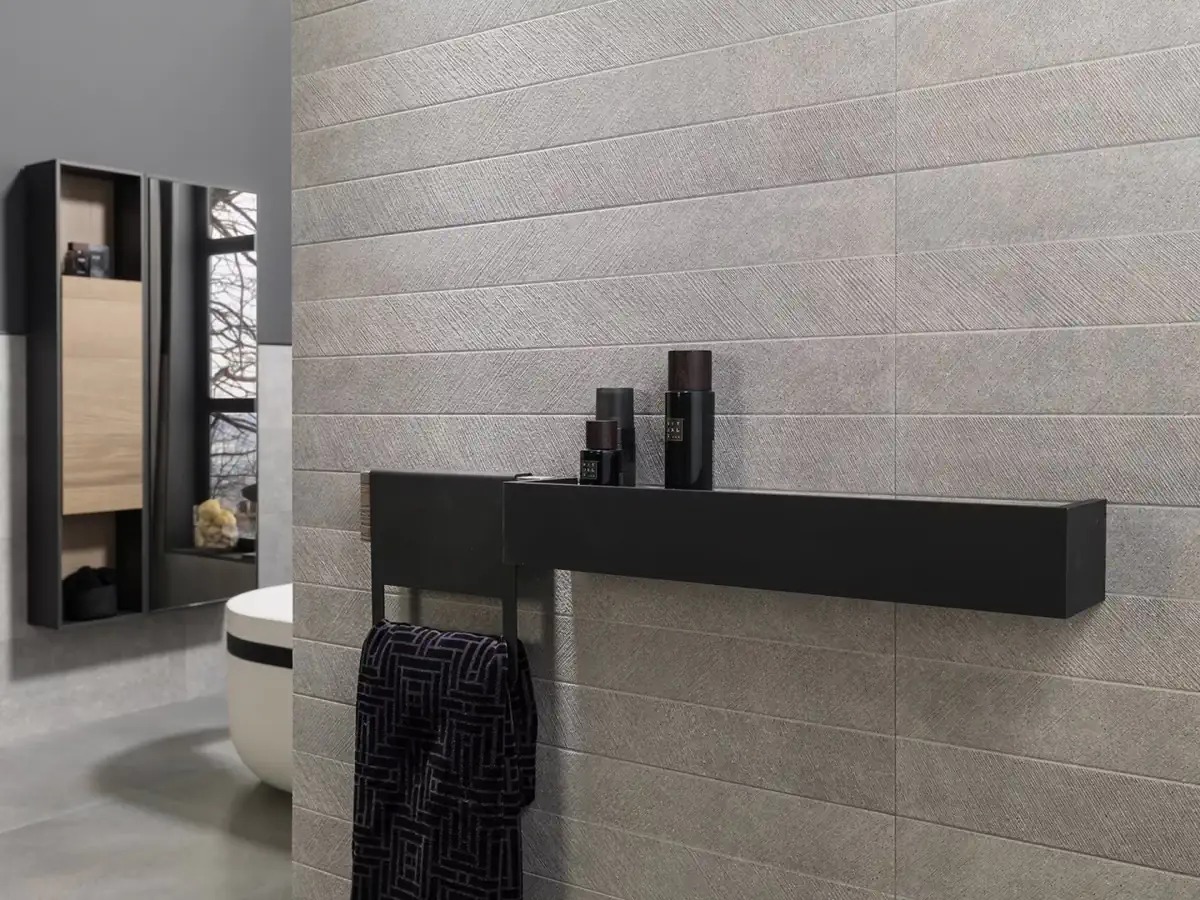 Gres Porcelanosa BOTTEGA efekt beton - aranzacja w elewacji domu