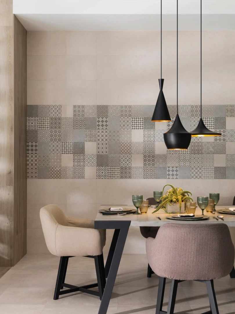 Gres Porcelanosa MARBELLA efekt wzór - aranzacja w przestronnym holu